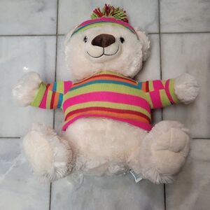 DAN DEE Collector's Choice 20" plush TEDDY BEAR rainbow colorful sweater and hat
